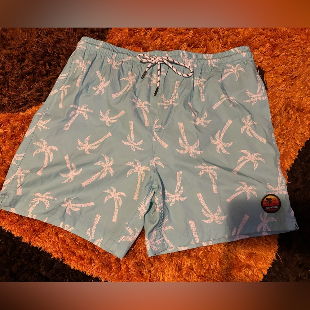 New, with tags, Sunsations, Palm Tree, Swim Trunks